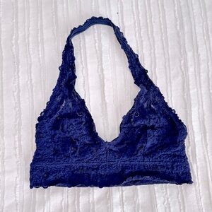 Aerie Navy Halter Lace Bralette Size S D